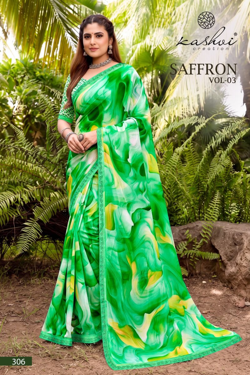 Saffron Vol 3 By Kashvi Raga Weightless Swarovski Saree 